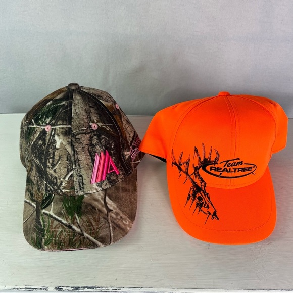 Team Realtree hunting orange & camouflage accents adjustable  women’s caps - Picture 7 of 13